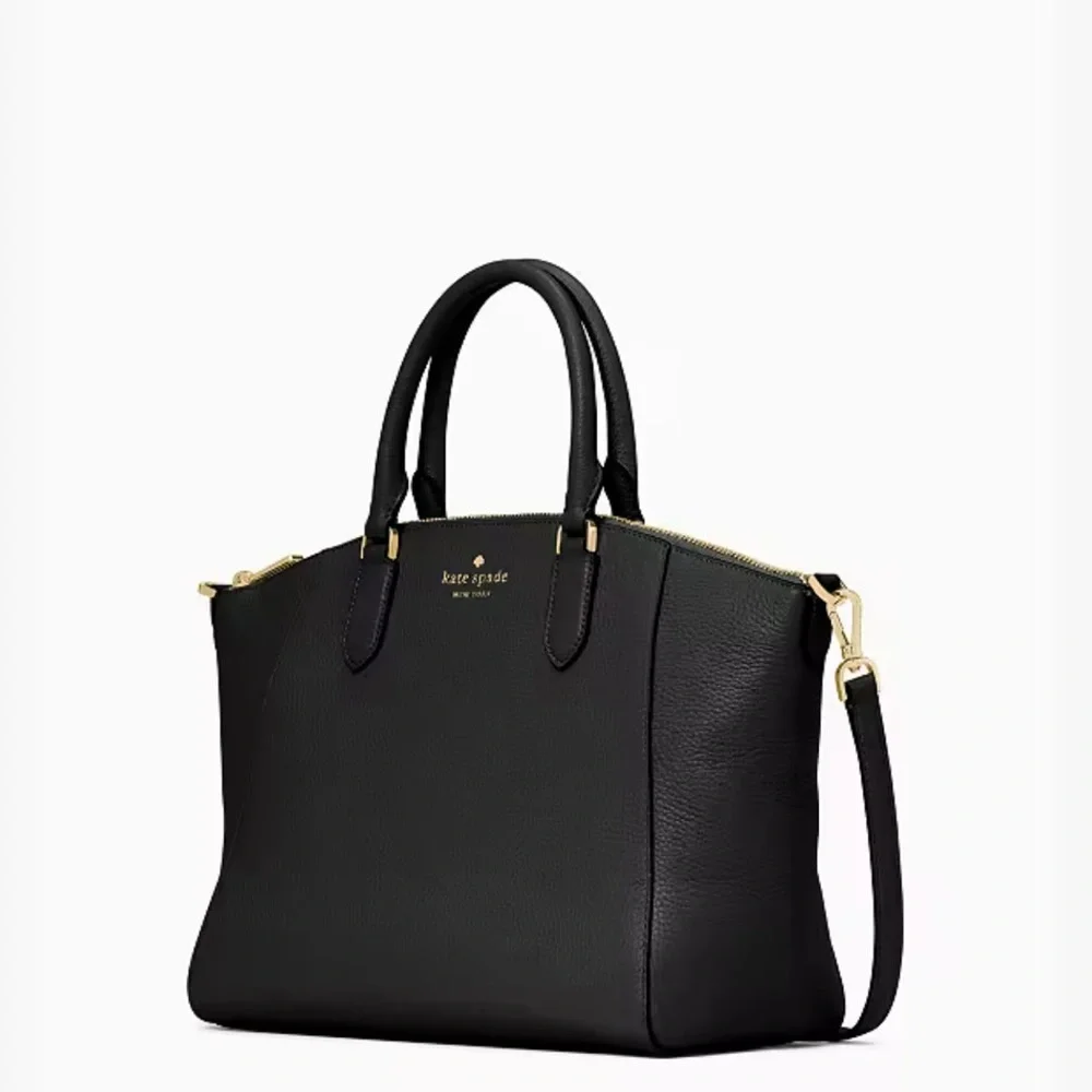 Kate Spade *Parker* black leather medium satchel classic crossbody bag K8214
